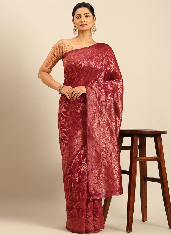 Cotton Pink Casual Wear Weaving Saree